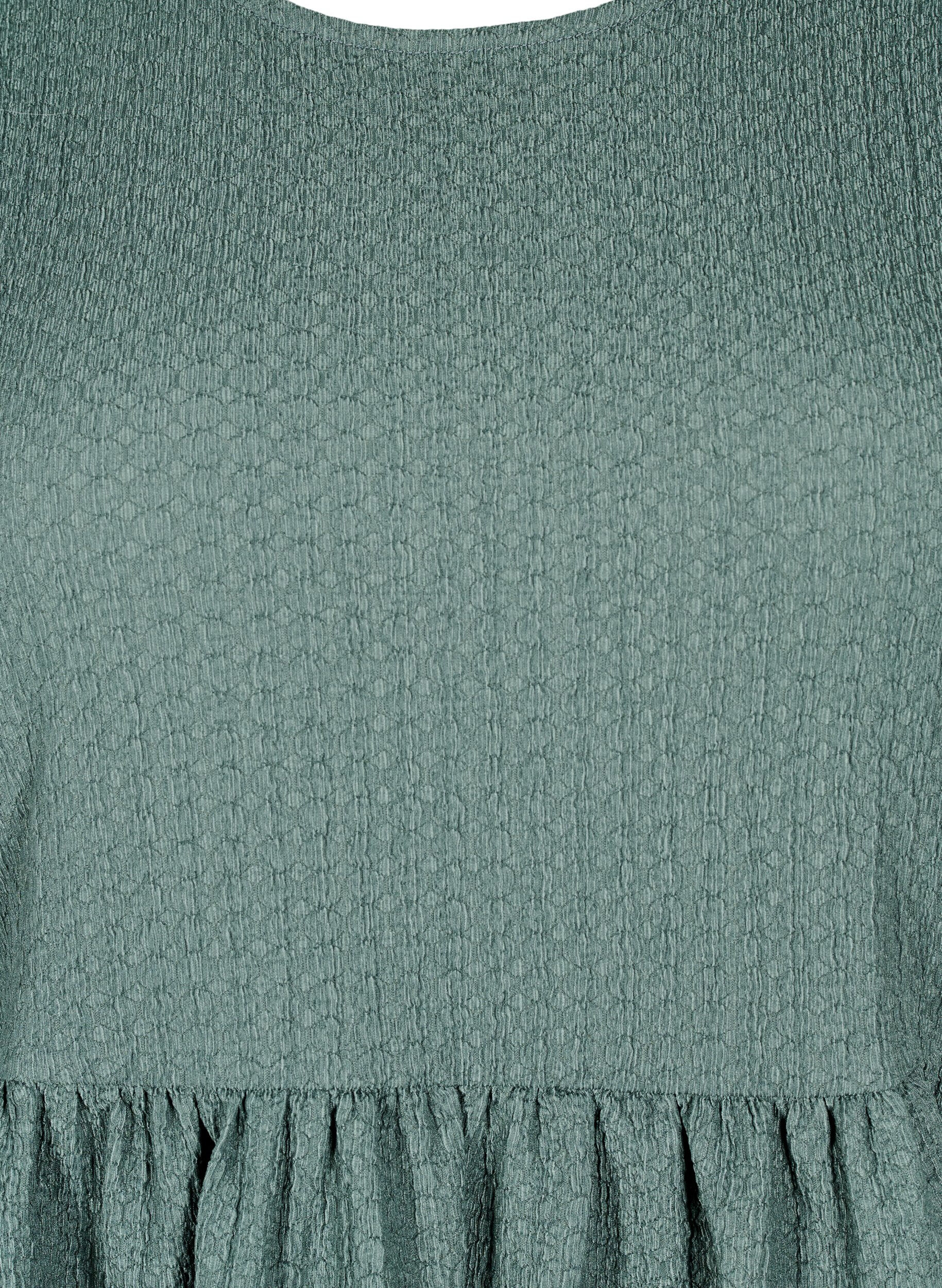 Zizzi FLASH - Kurzes Kleid mit Struktur und 3/4-&Auml;rmeln, Balsam Green, Packshot image number 2