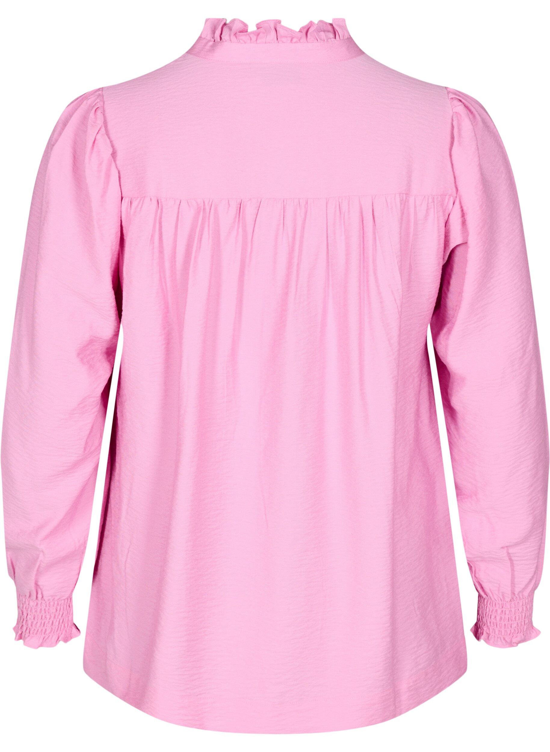 Zizzi Bluse mit R&uuml;schenkragen, Pink, Packshot image number 1