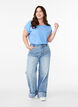 T-shirt &agrave; manches courtes en m&eacute;lange de coton, Bleu Clair, Model image number 1