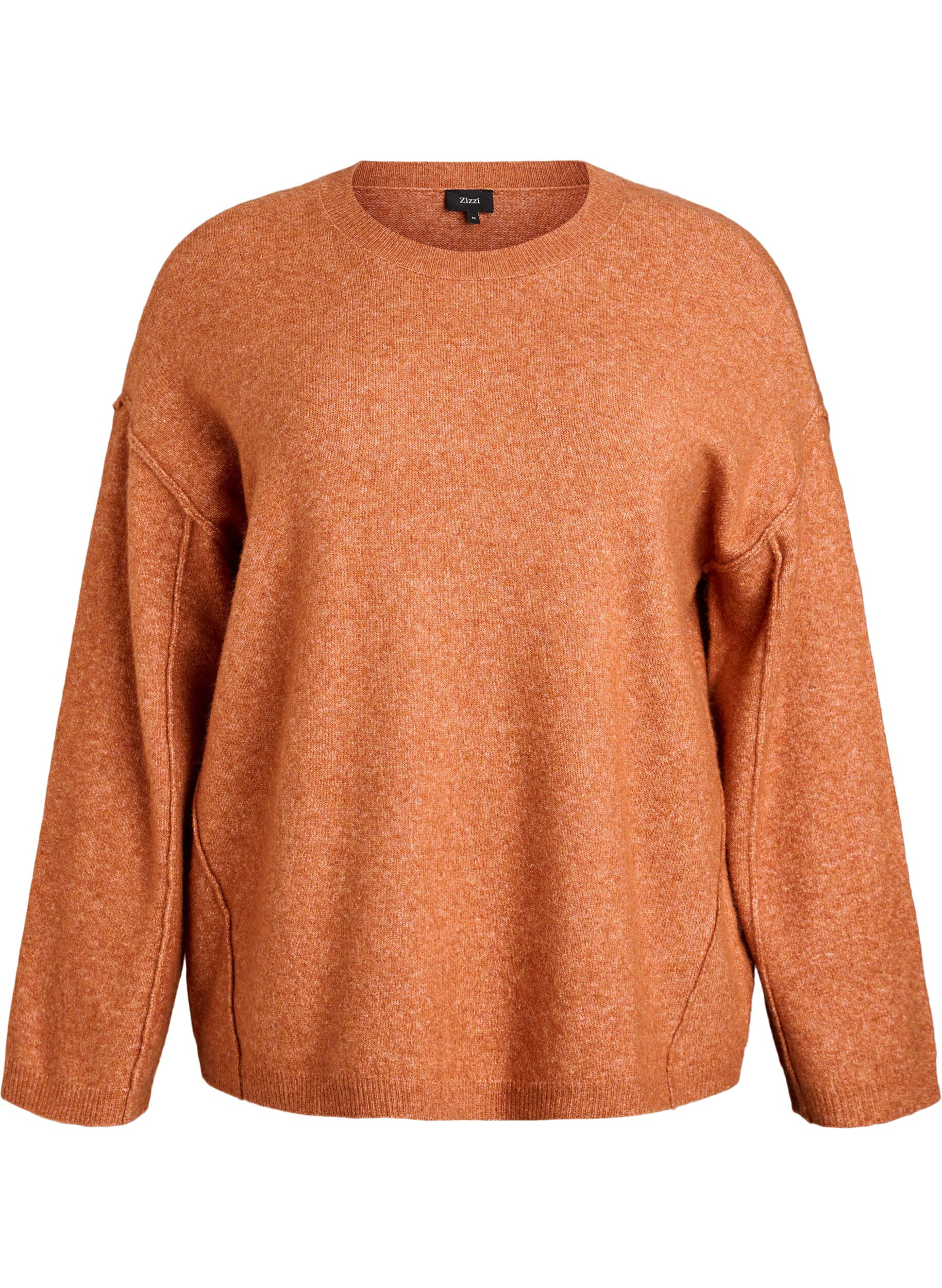 Lockerer Strickpullover mit Kontrastn&auml;hten