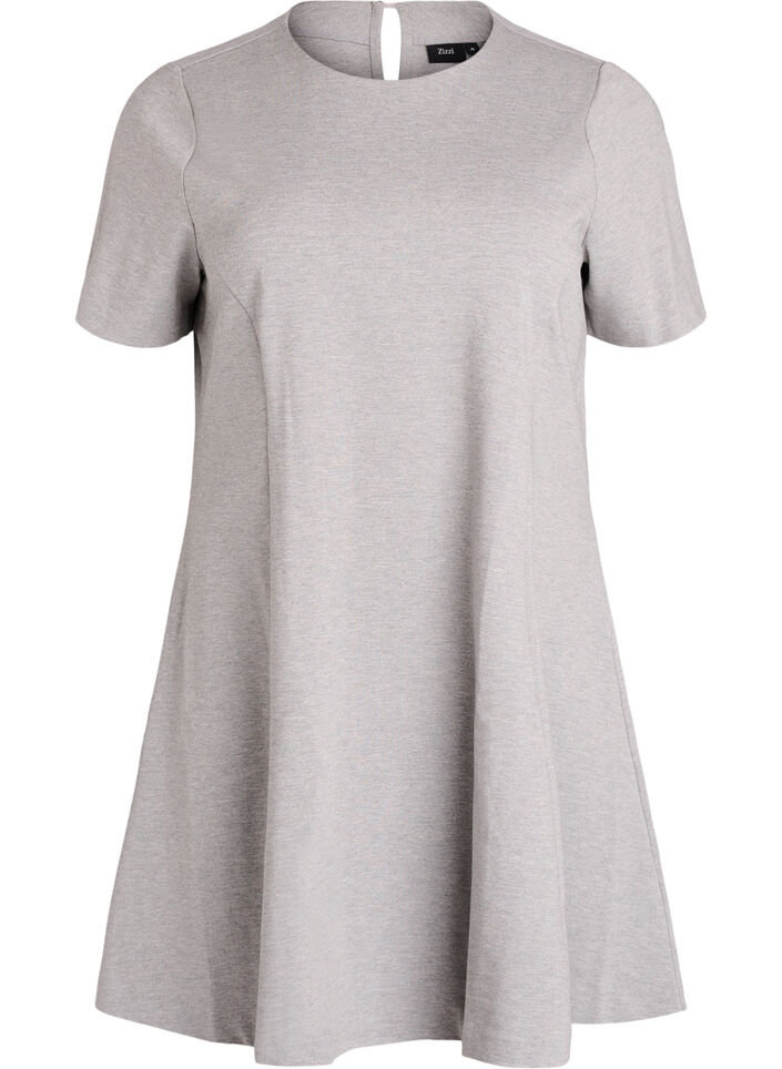 Robe courte &eacute;vas&eacute;e en jersey, Gris, Packshot image number 0