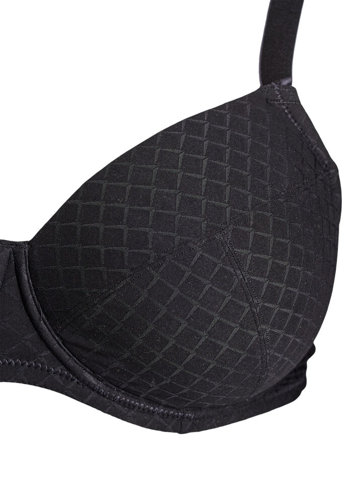 Gepolsterter BH aus Mikrofaser mit Karomuster, Schwarz, Packshot image number 2