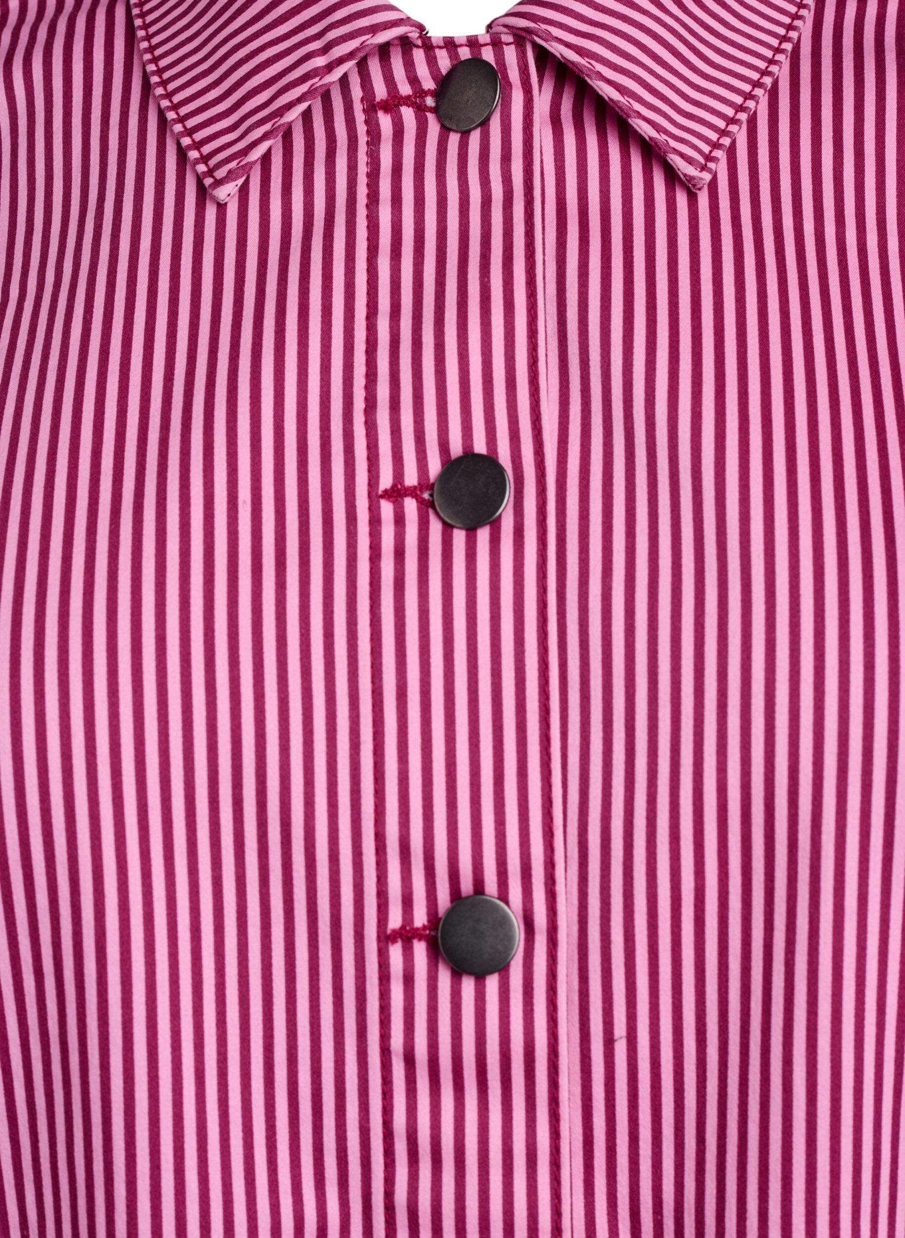 Zizzi Gestreiftes Hemd mit Taschen, Rot, Packshot image number 2