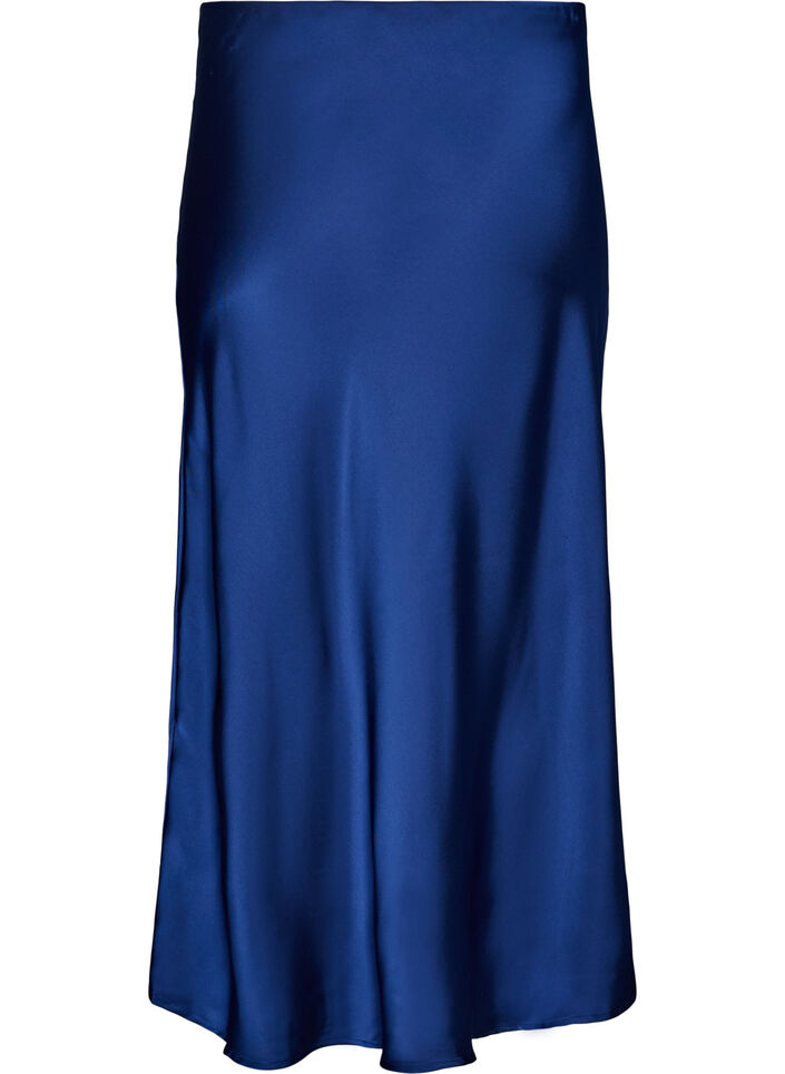 Jupe midi en satin, Bleu, Packshot image number 1