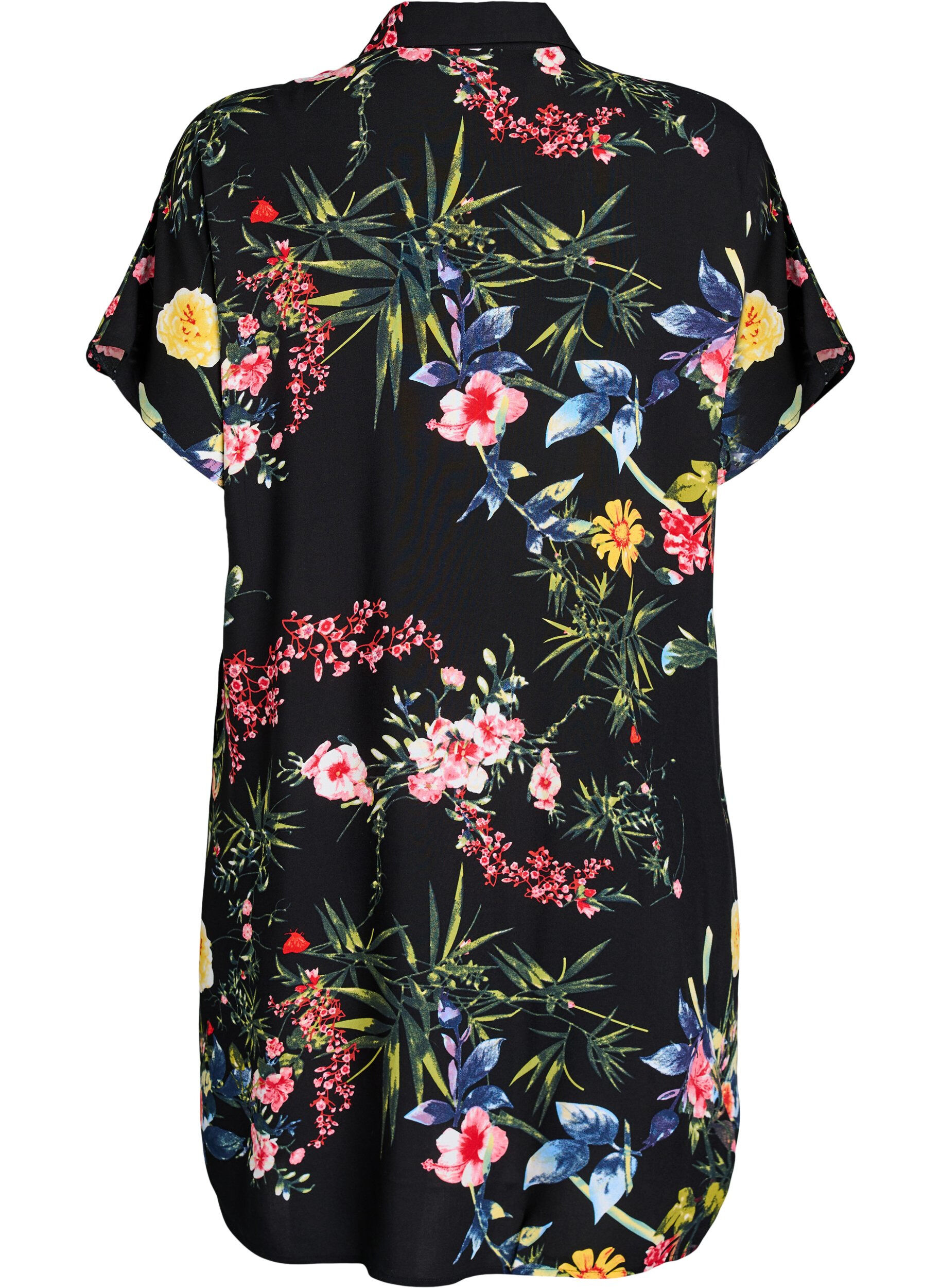 Zizzi Chemise longue ample en viscose, Noir, Packshot image number 1