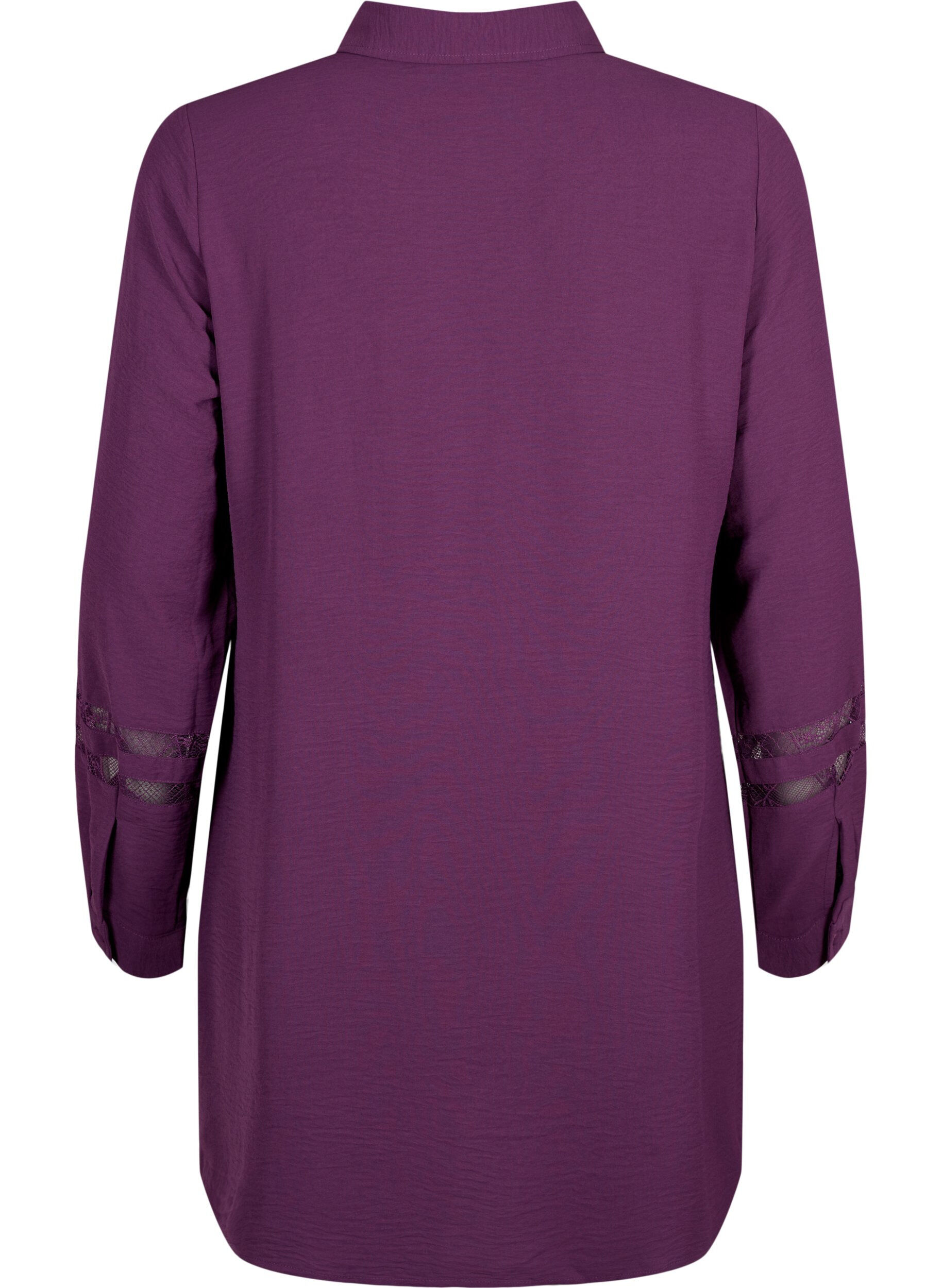 Zizzi Langes Shirt mit Spitzendetails, Deep Purple, Packshot image number 1