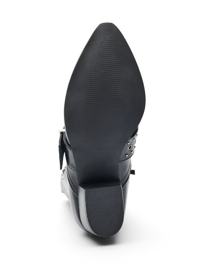 Kn&ouml;chelstiefel aus Leder mit Riemen und Nieten, Schwarz, Packshot image number 5