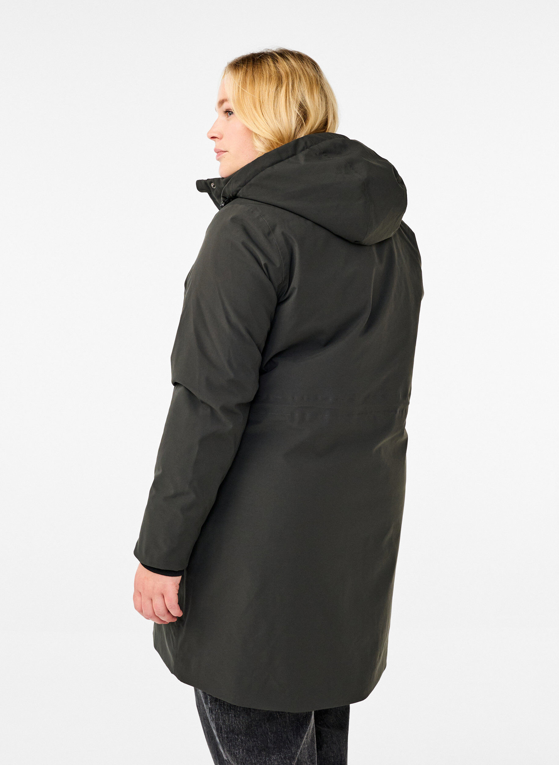Zizzi Funktioneller Parka-Wintermantel mit Kapuze, Raven, Model image number 1