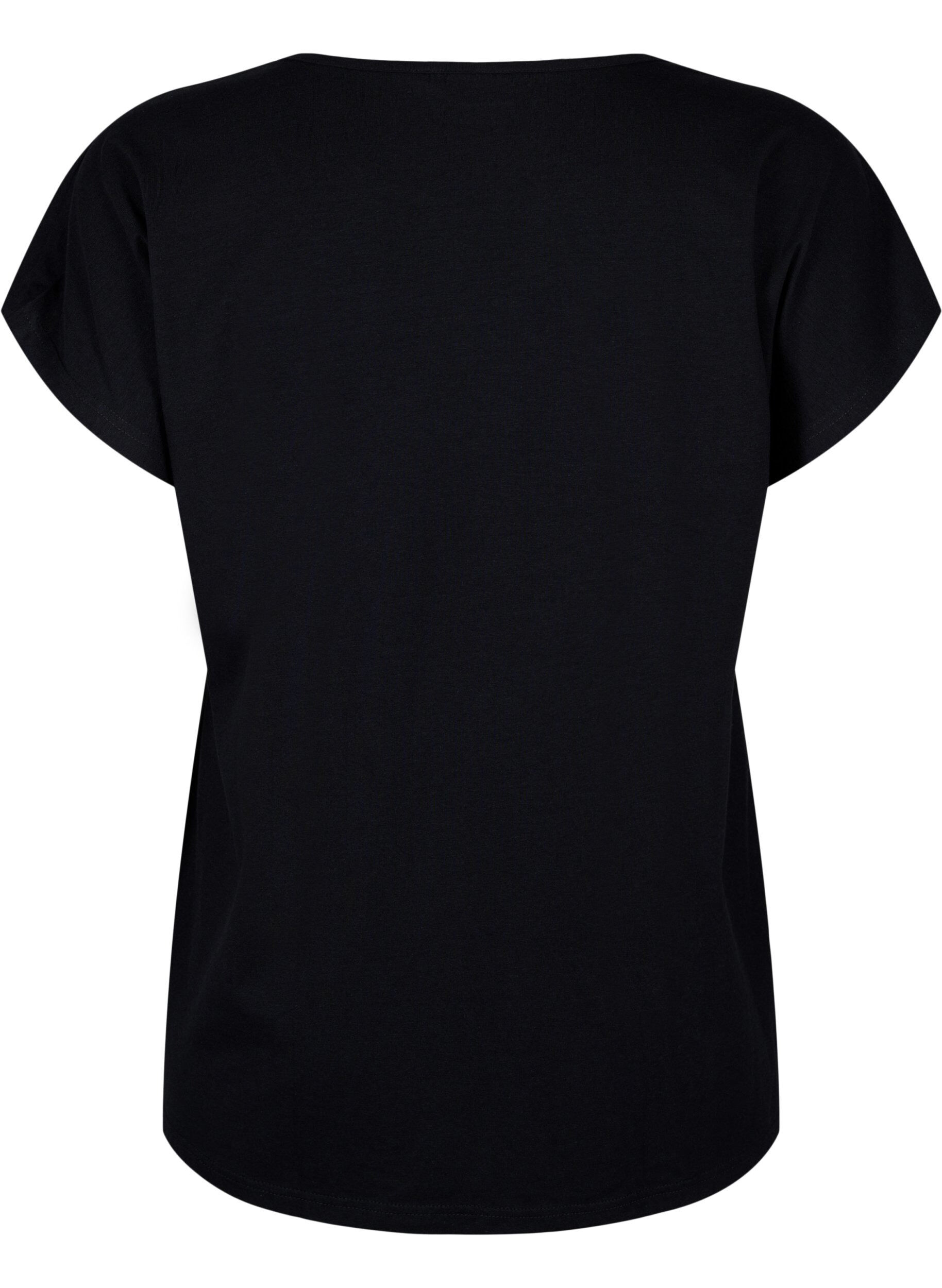 Zizzi T-Shirt mit V-Ausschnitt und Brusttasche, Black, Packshot image number 1