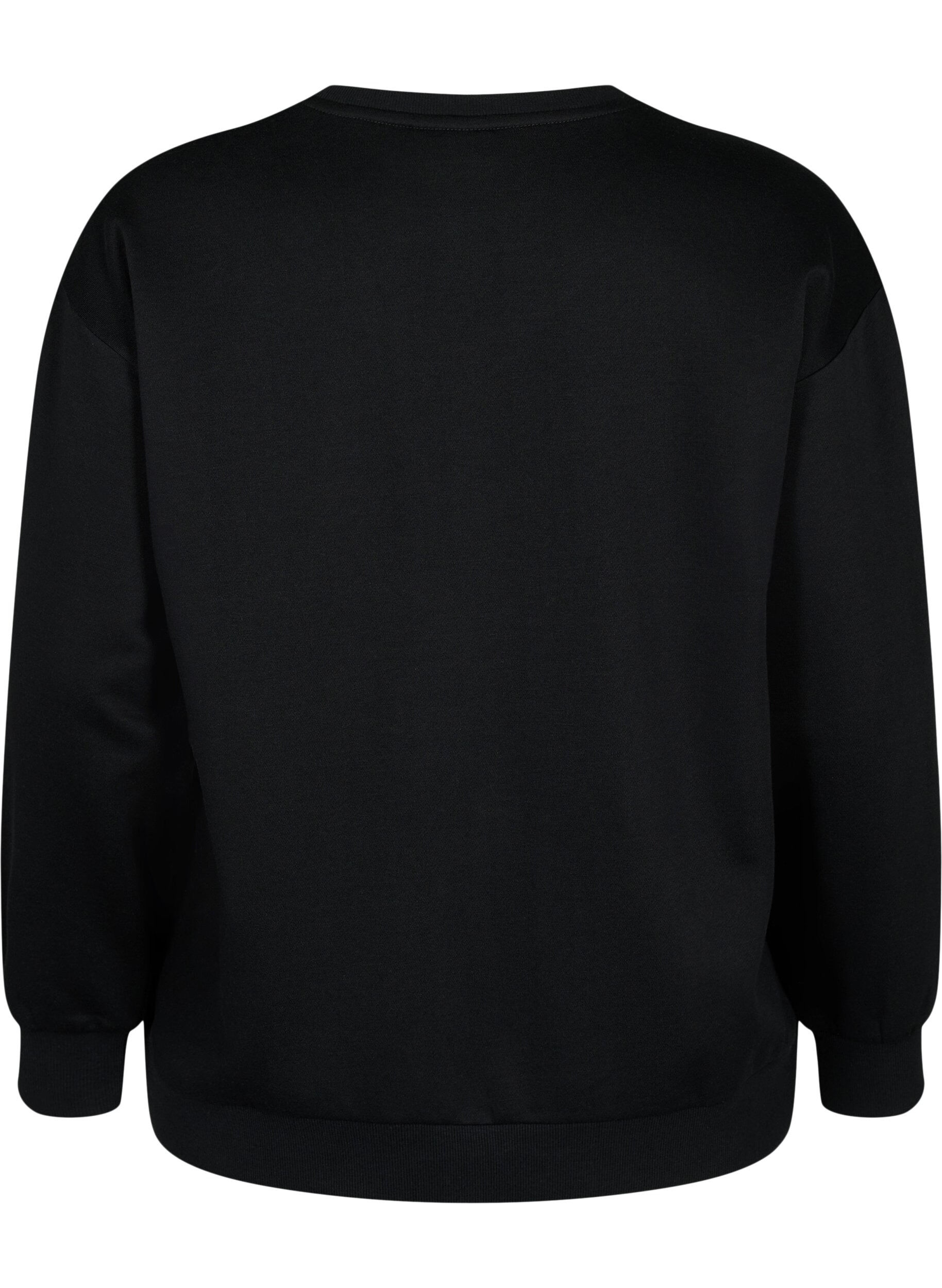Zizzi Sweatshirt mit R&uuml;schen und H&auml;keldetail, Black, Packshot image number 1