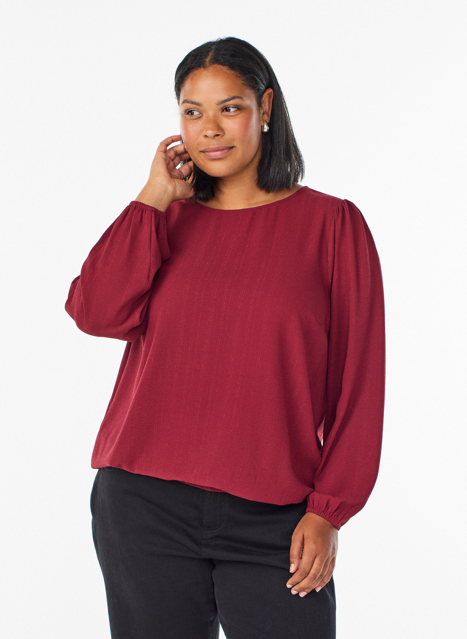 ZizziBlouse avec des paillettes, Bordeaux fonc&eacute;, Model image number 0