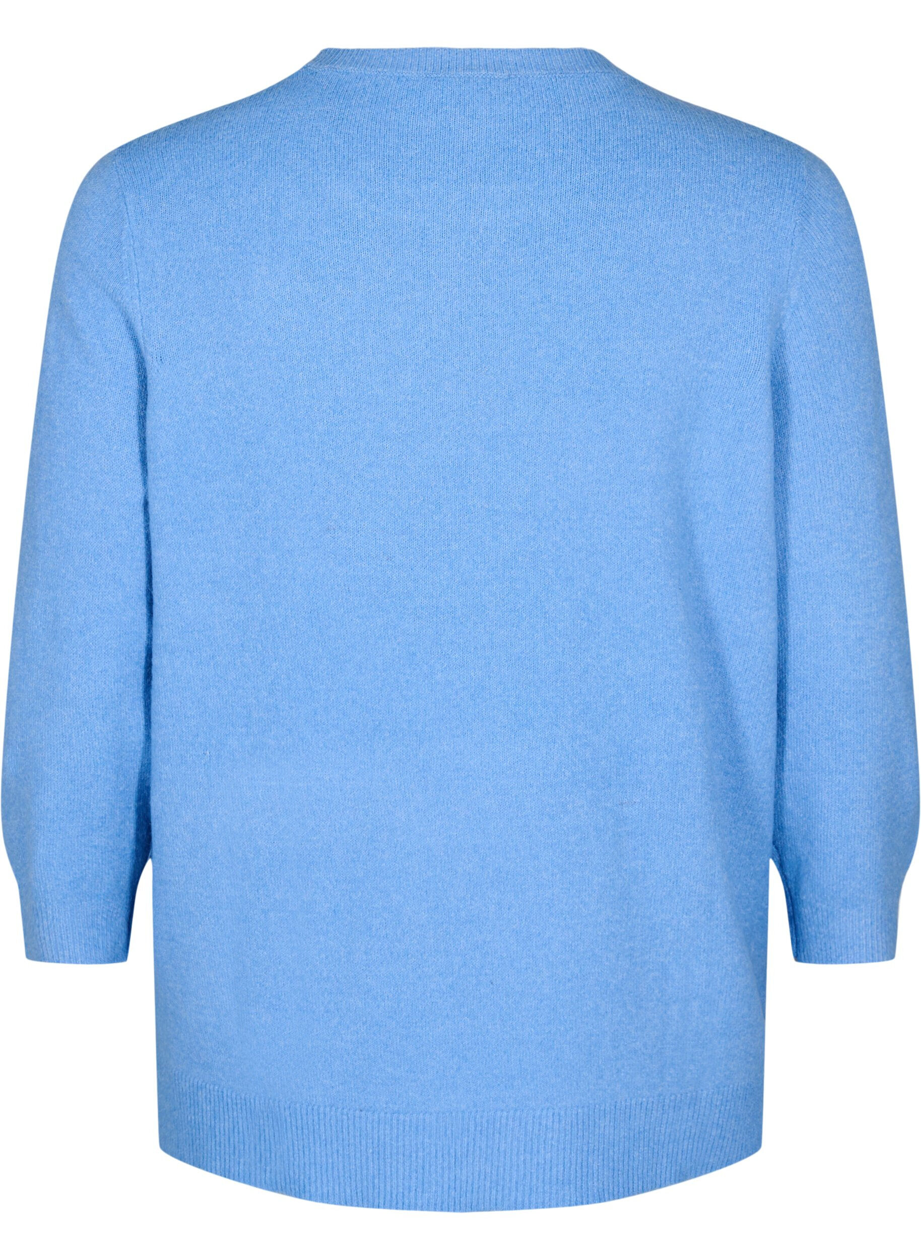 Zizzi Strickbluse mit floralem Muster und 3/4-&Auml;rmeln, Della R. Blue Mel., Packshot image number 1