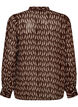 Blouse avec imprim&eacute; int&eacute;gral et patte de boutonnage courte, Marron, Packshot image number 1