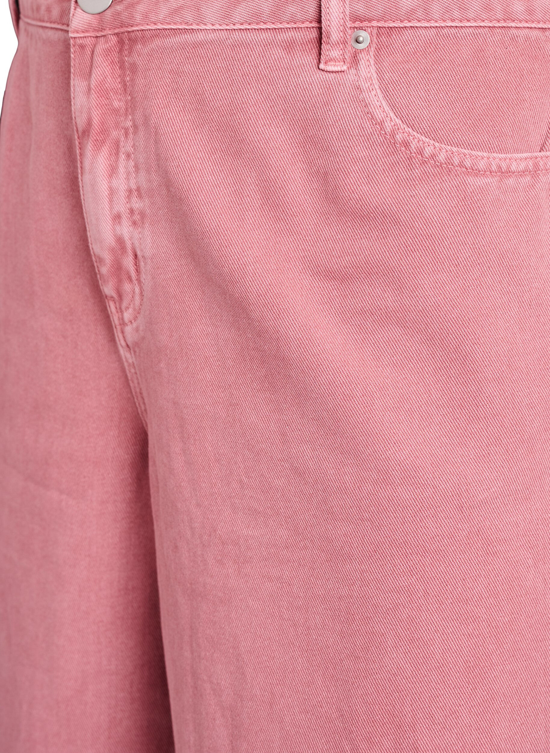 Zizzi Bermuda taille haute en jean de couleur, Rose poudr&eacute;e, Packshot image number 2