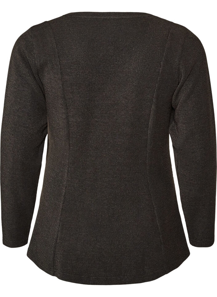 Blouse en jersey c&ocirc;tel&eacute; &agrave; coupe &eacute;vas&eacute;e, Noir, Packshot image number 1
