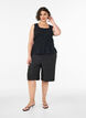 &Auml;rmelloses Top aus Baumwolle und Leinen mit Smock, Schwarz, Model image number 1