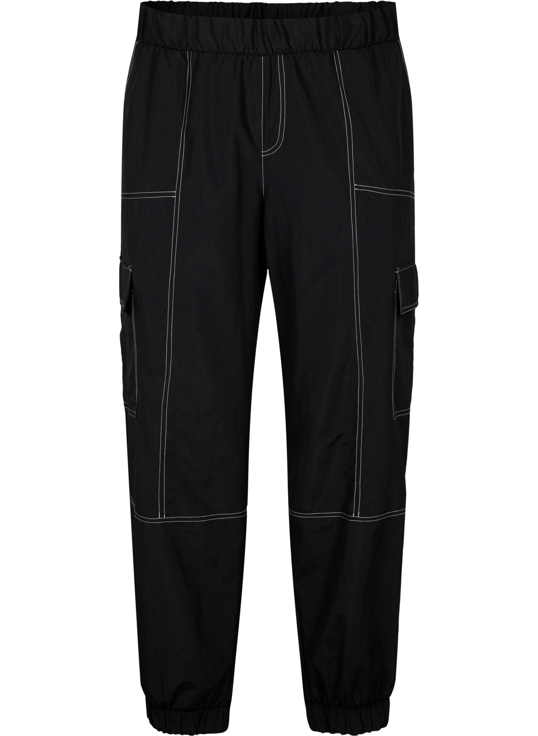 Zizzi Cargohose mit Kontrastn&auml;hten, Black, Packshot image number 0