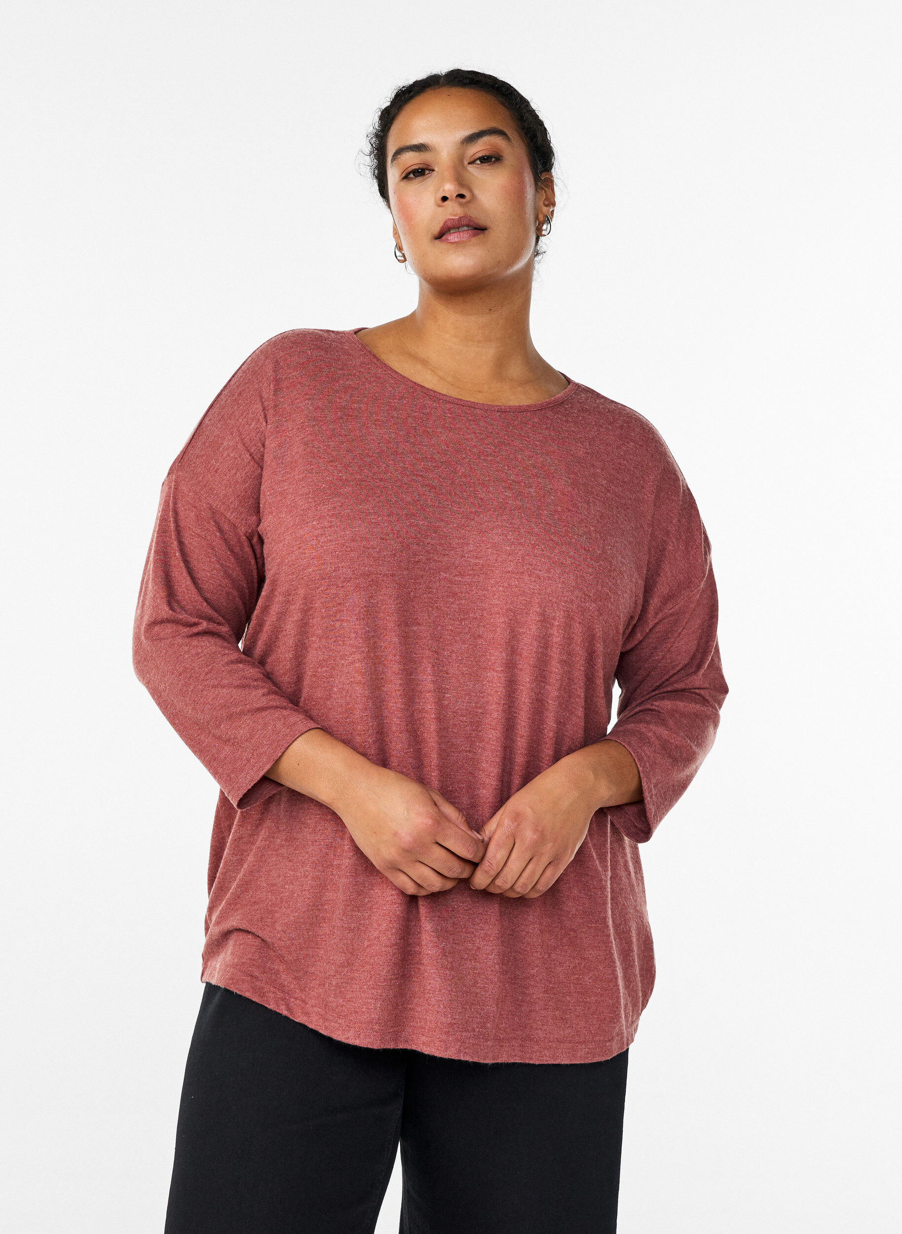 ZizziBlouse en jersey avec manches 3/4, Bordeaux, Model image number 0