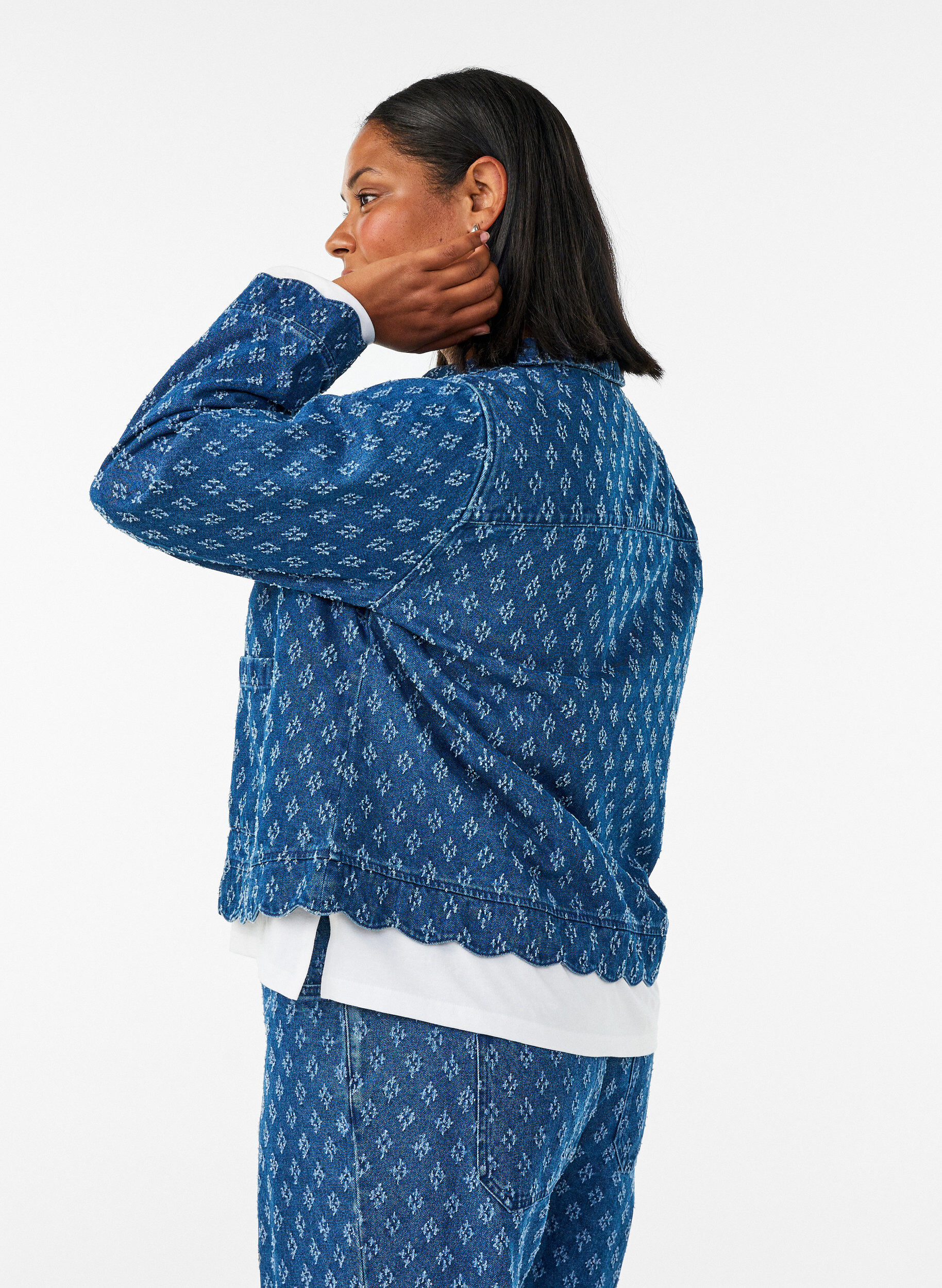 ZizziVeste en jean avec un effet us&eacute;, Bleu, Model image number 2