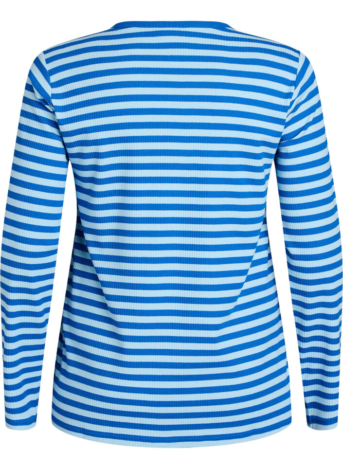 Gestreifte Bluse mit langen &Auml;rmeln., Blau, Packshot image number 1