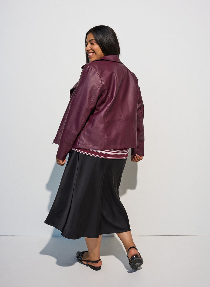 Jupe midi en satin, Noir, Model image number 2