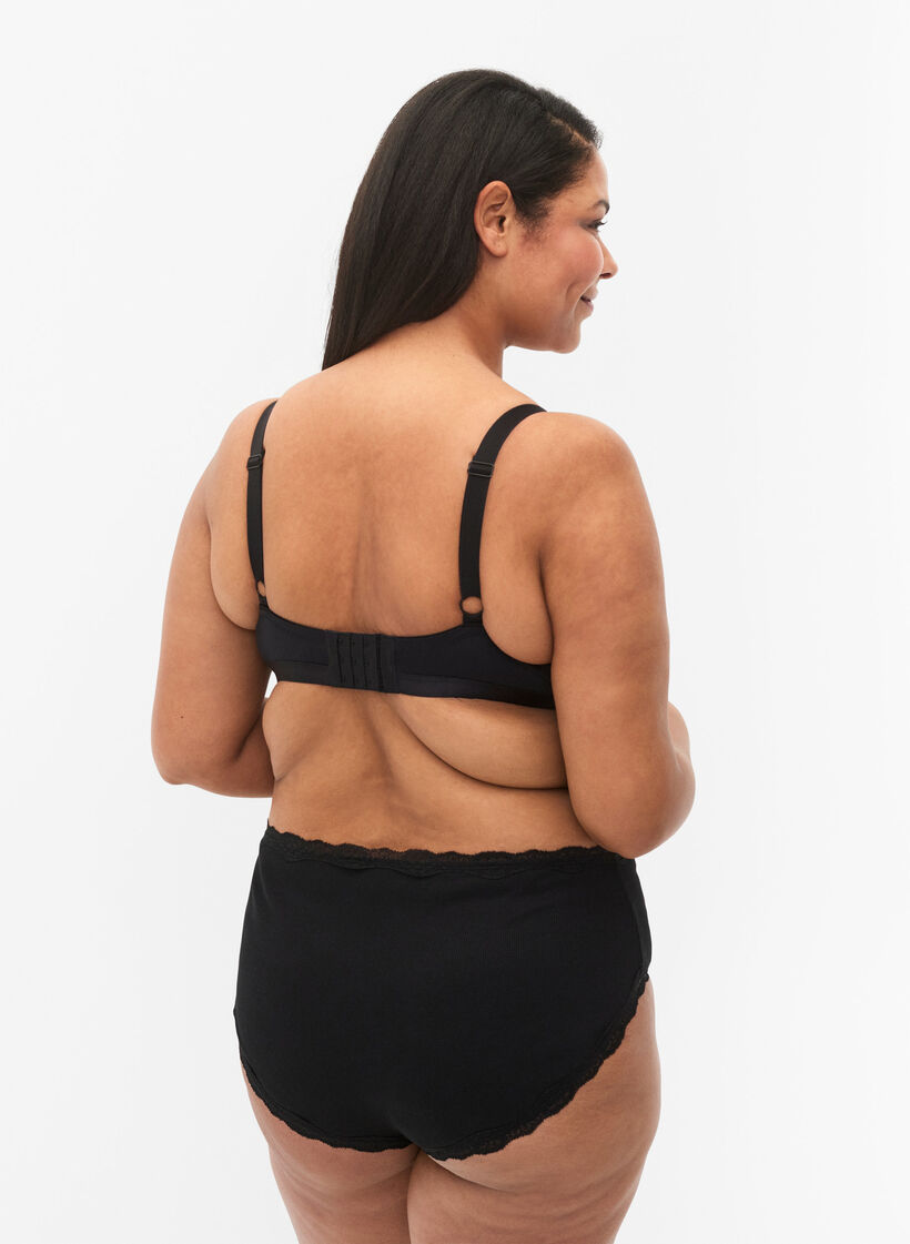 Lot de 2 culottes avec bordure en dentelle, Black/Black, Model image number 1