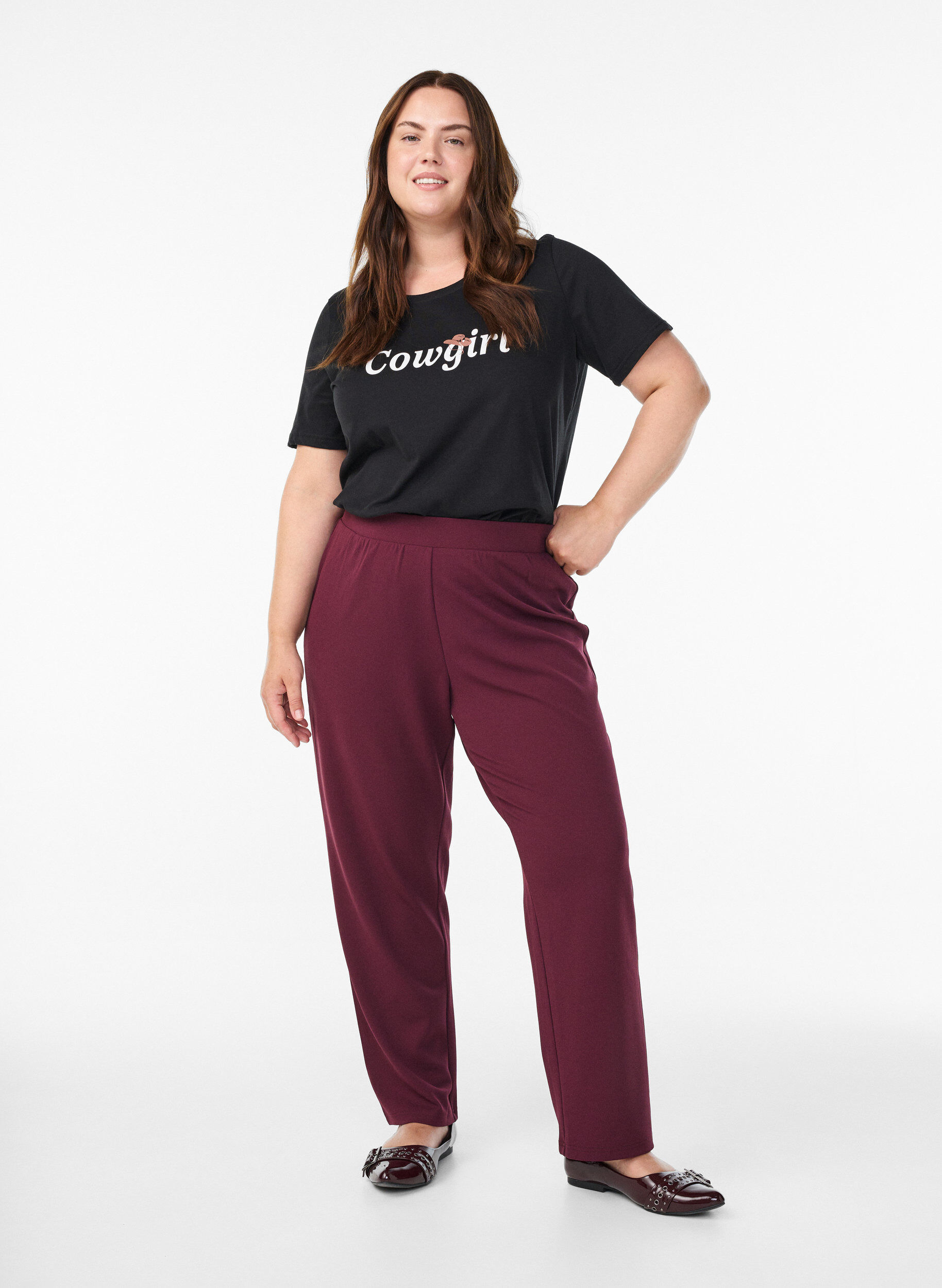 Zizzi T-Shirt mit Print, Schwarz, Model image number 1