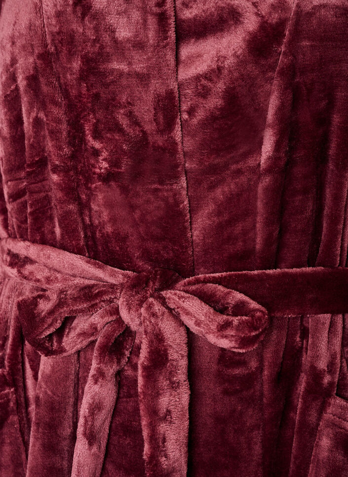 Morgenmantel aus weichem Velours mit Taschen, Rot, Packshot image number 2