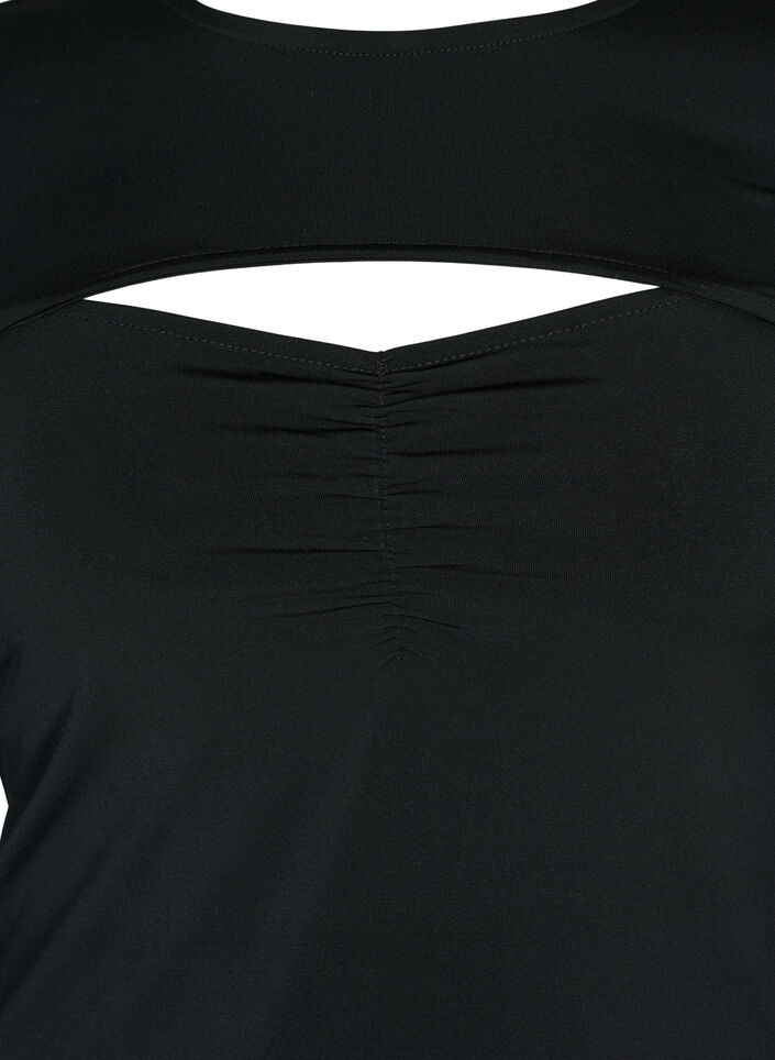 Ausschnittbluse mit langen Ärmeln, Black, Packshot image number 2