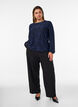 Transparente Bluse mit floraler Struktur und langen &Auml;rmeln, Blau, Model image number 1