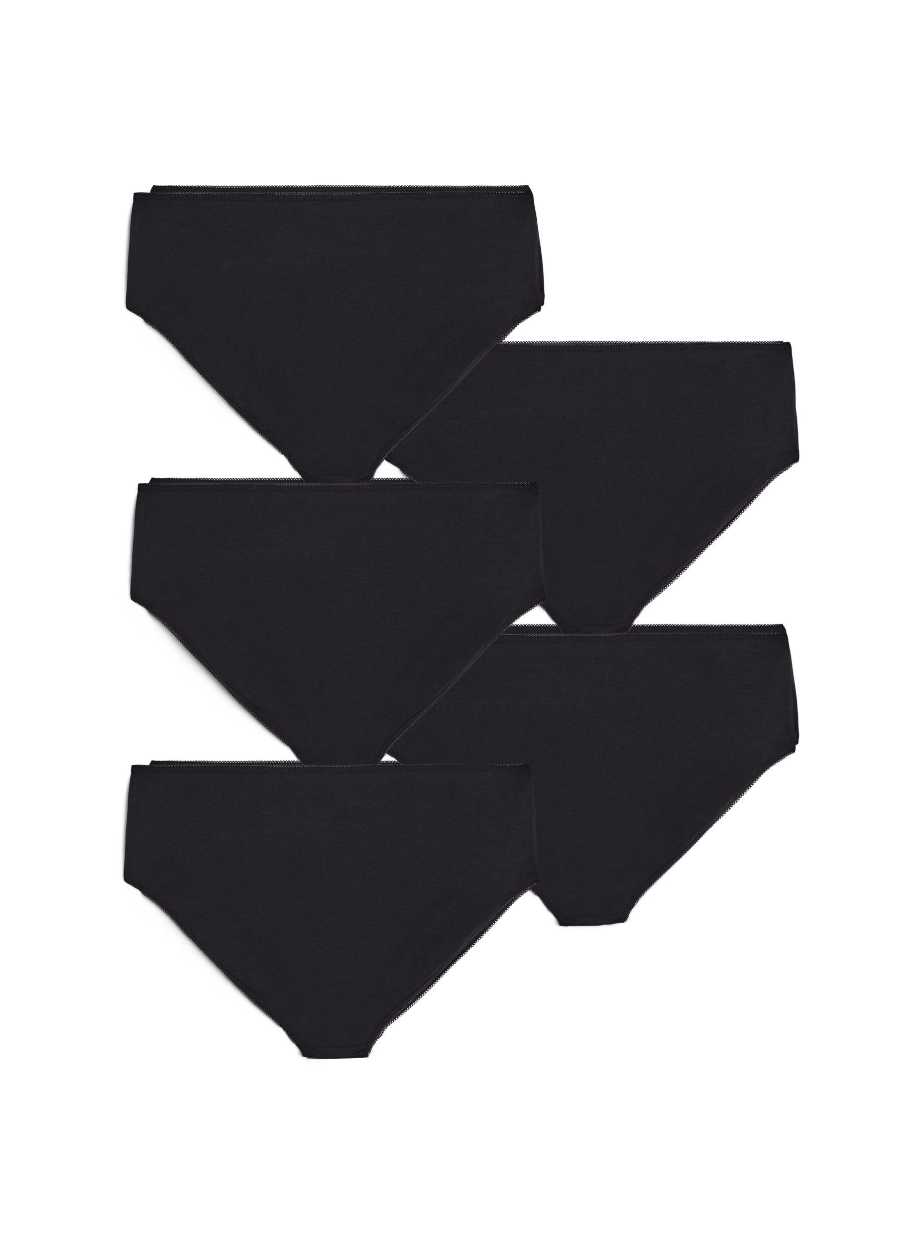 Zizzi 5-pack Bauwollunterhose mit normaler Taille, Schwarz, Packshot image number 1