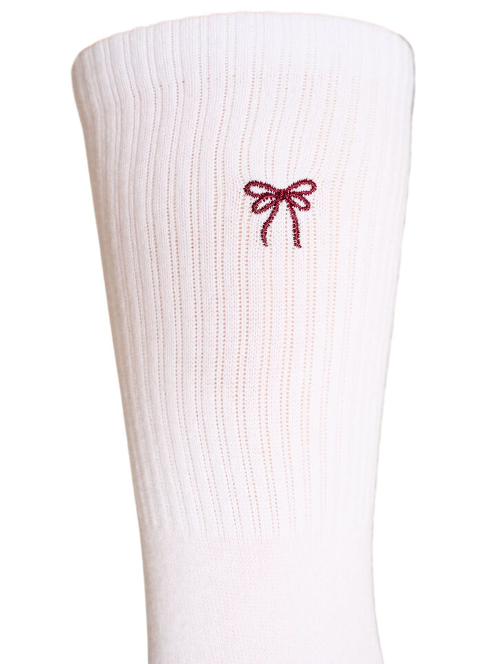Chaussettes en coton avec motif, Blanc, Packshot image number 2
