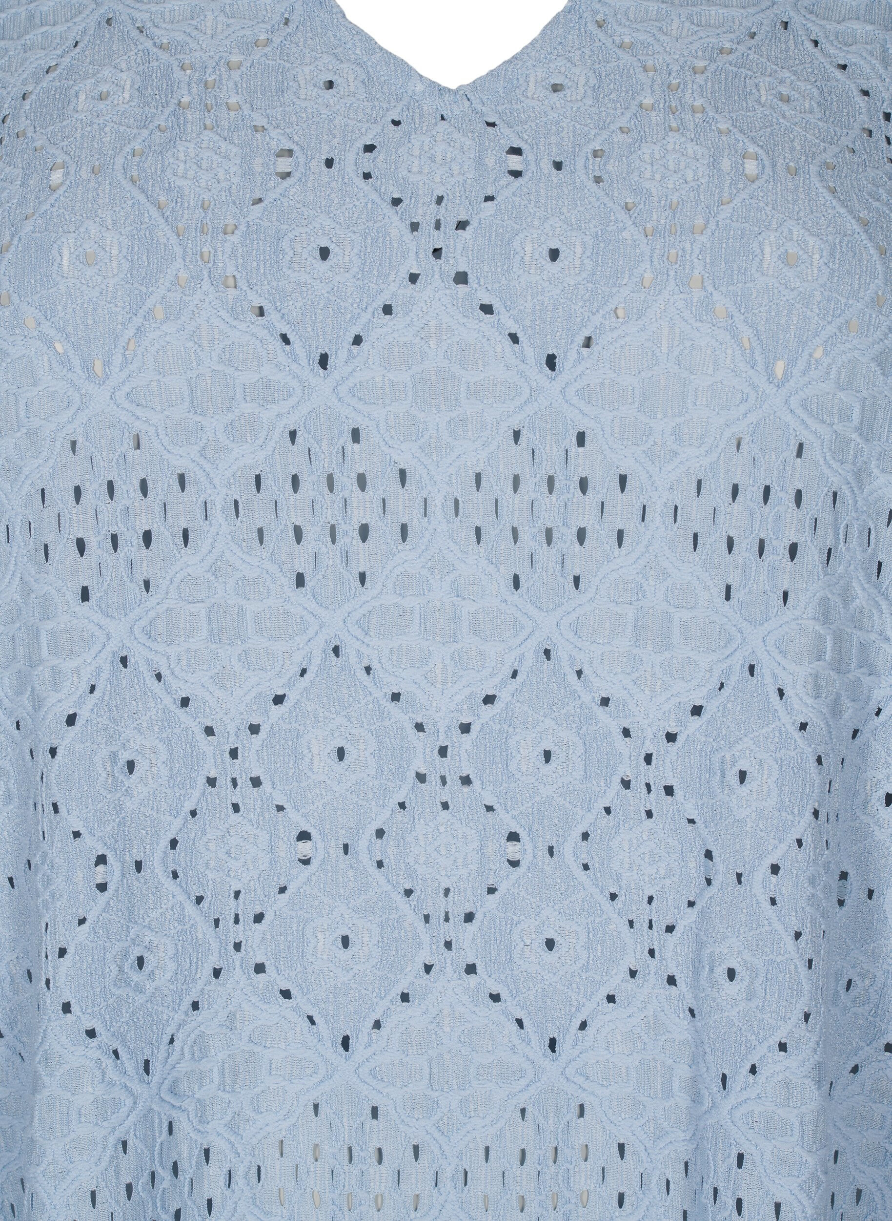 Zizzi Robe courte avec col en&nbsp;V et motifs &agrave; trous, Cashmere Blue, Packshot image number 2