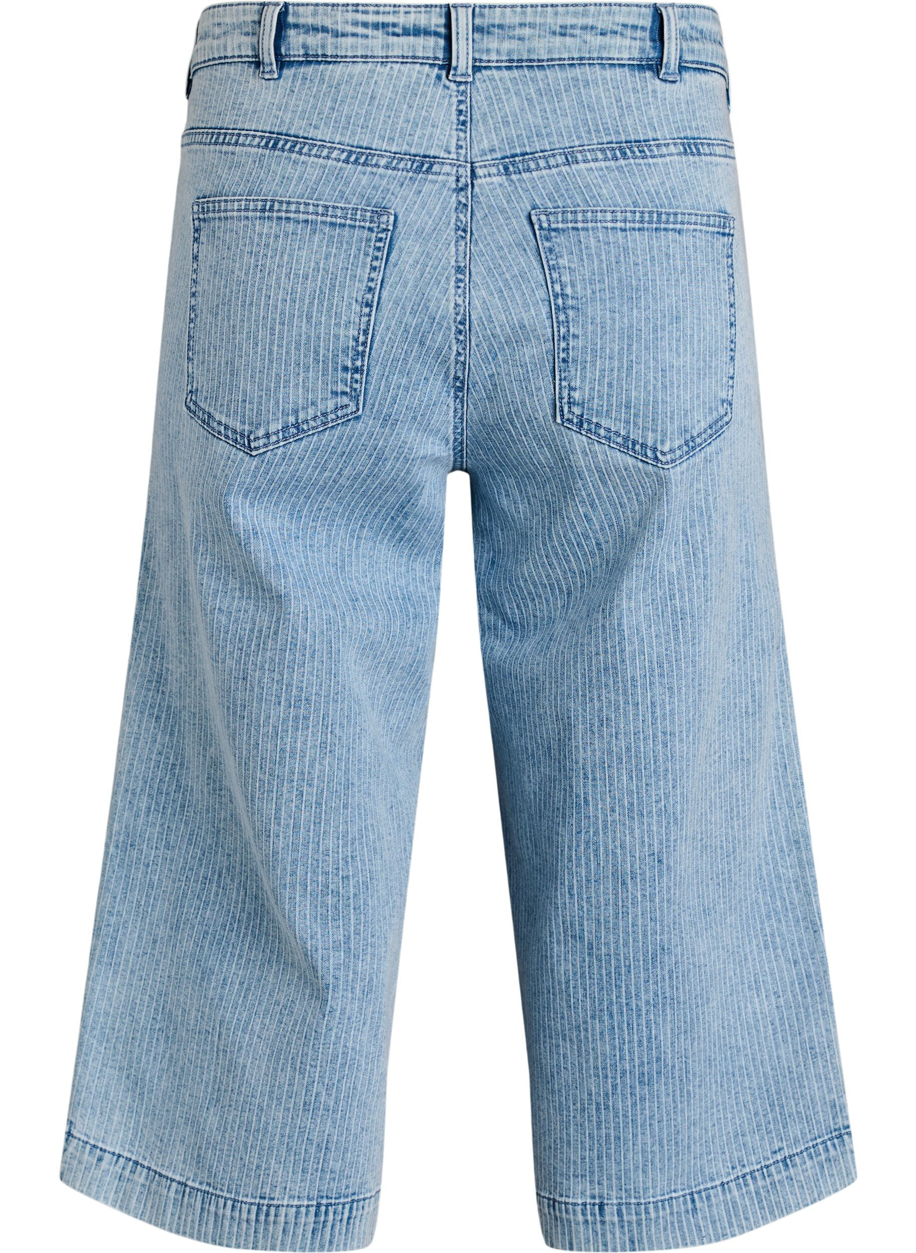 Zizzi Culotte-Jeans mit Nadelstreifen und weitem Bein, Blau, Packshot image number 1