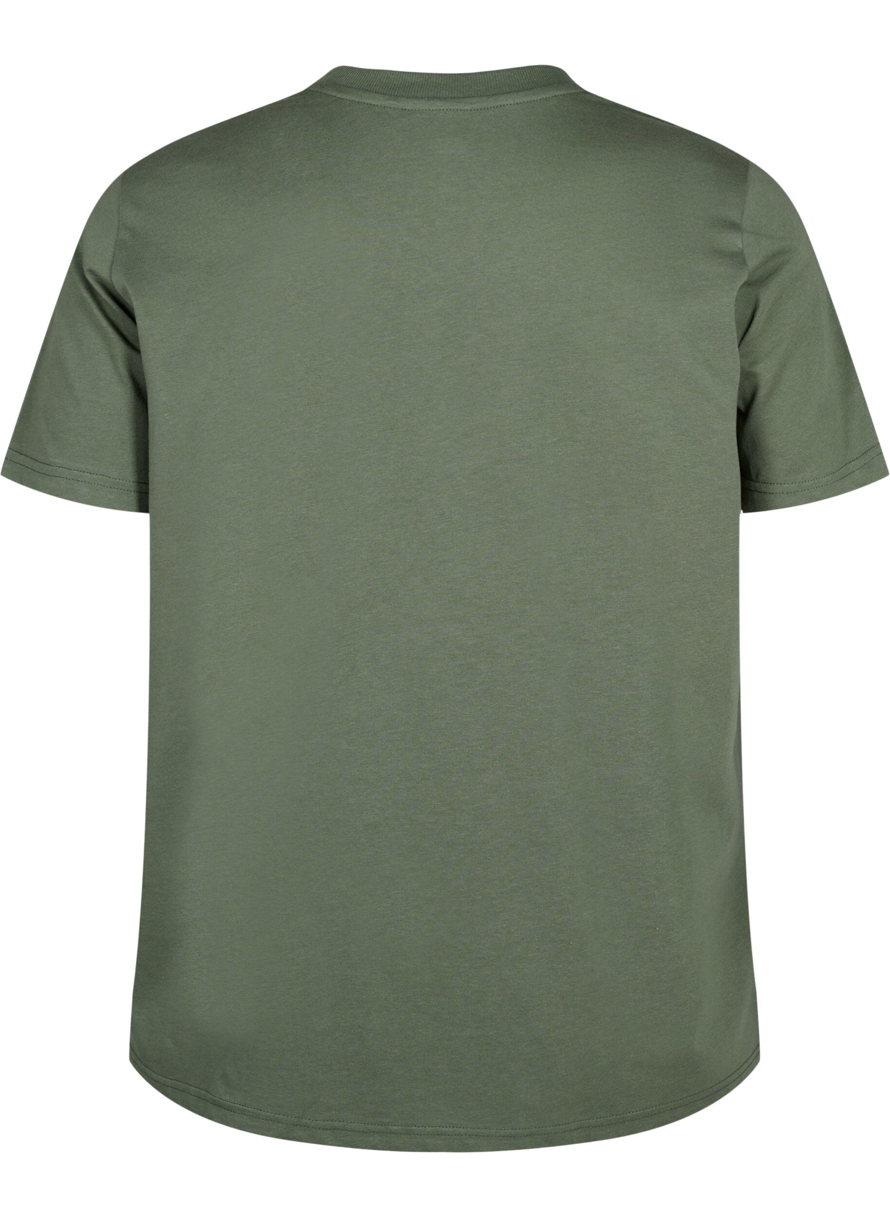 Zizzi T-shirt basique en coton &agrave; col rond, Vert, Packshot image number 1