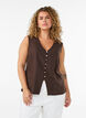 Gilet sans manches avec col en V et boutons, Marron, Model image number 0