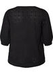 Blouse en maille pointelle &agrave; manches courtes, Noir, Packshot image number 1