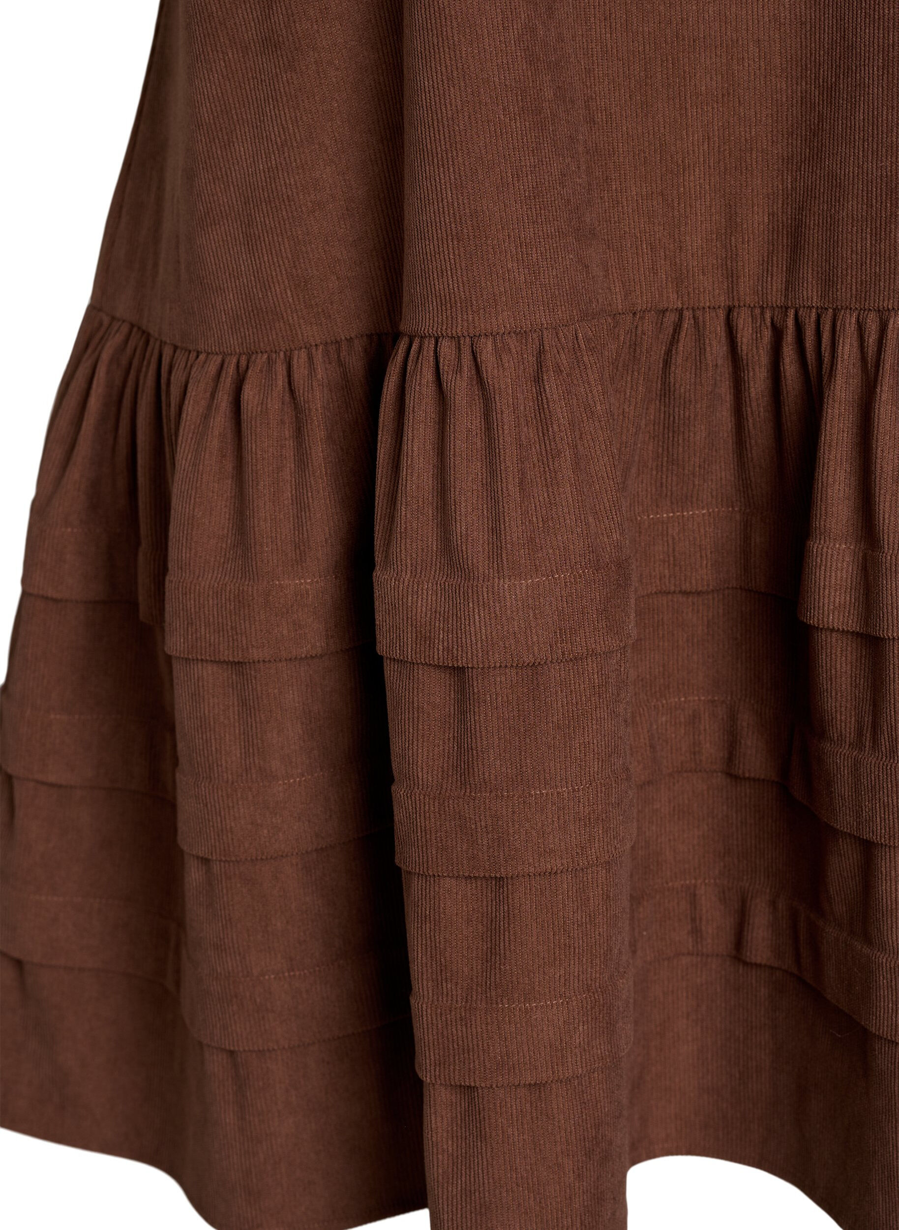Zizzi Robe courte en velours c&ocirc;tel&eacute; avec d&eacute;collet&eacute; carr&eacute;, Marron, Packshot image number 3