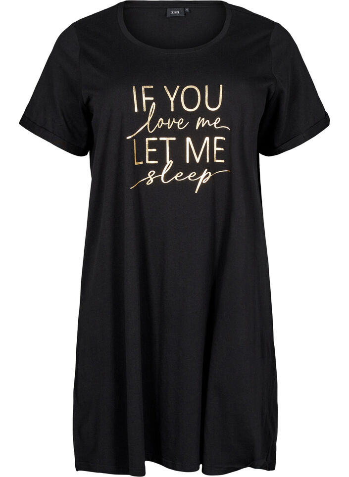 Kurz&auml;rmeliges Nachthemd aus Bio-Baumwolle, Schwarz, Packshot image number 0