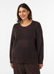 Strickbluse mit strukturiertem Lochmuster, Braun, Model image number 0