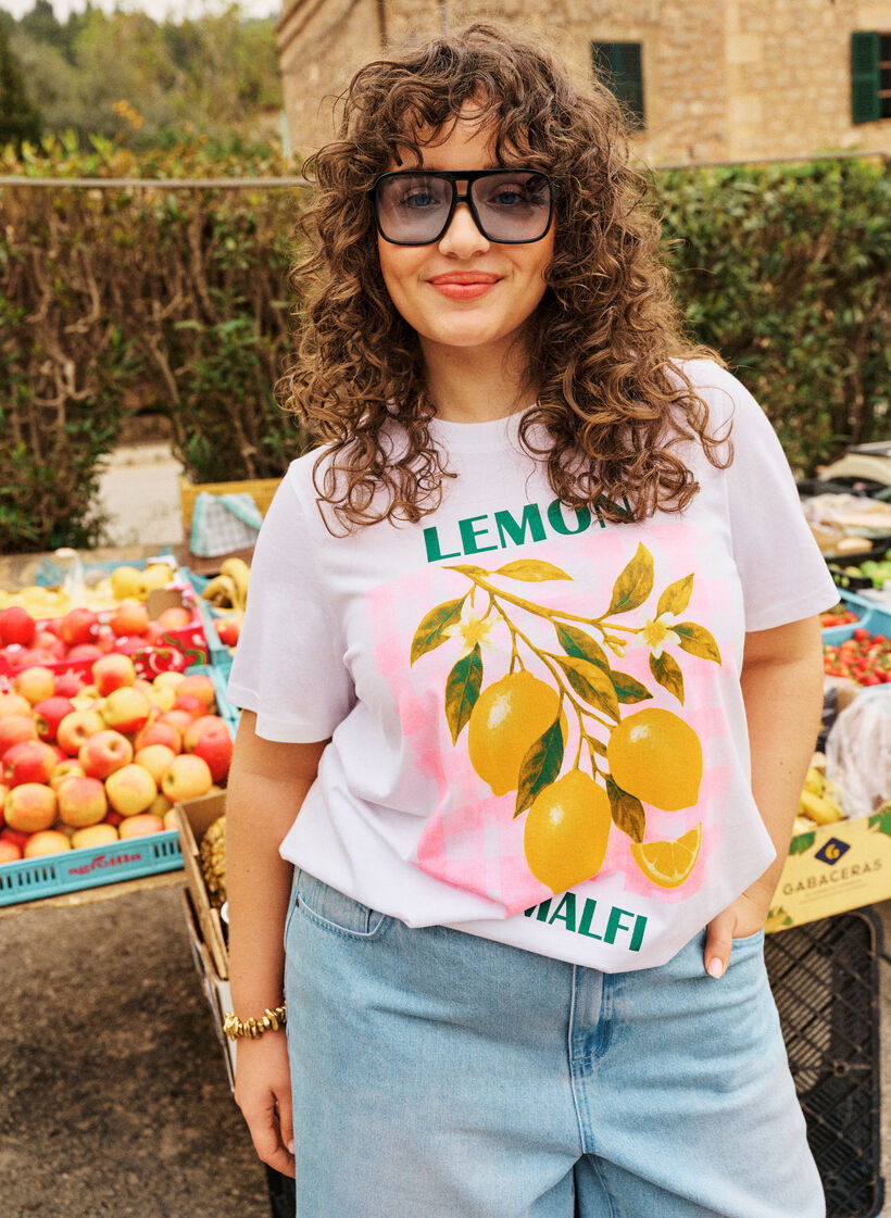 T-shirt en coton avec imprim&eacute;, Blanc, Image image number 0