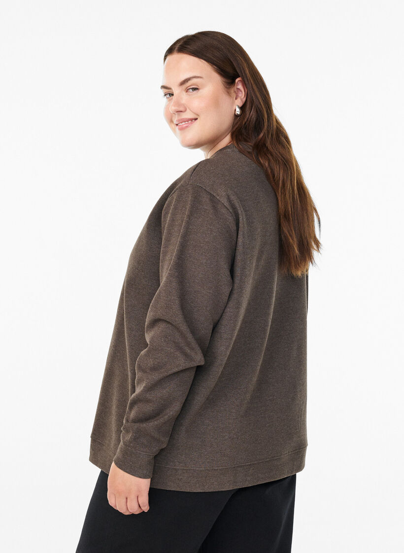 Sweatshirt mit Rundhalsausschnitt, Braun, Model image number 2
