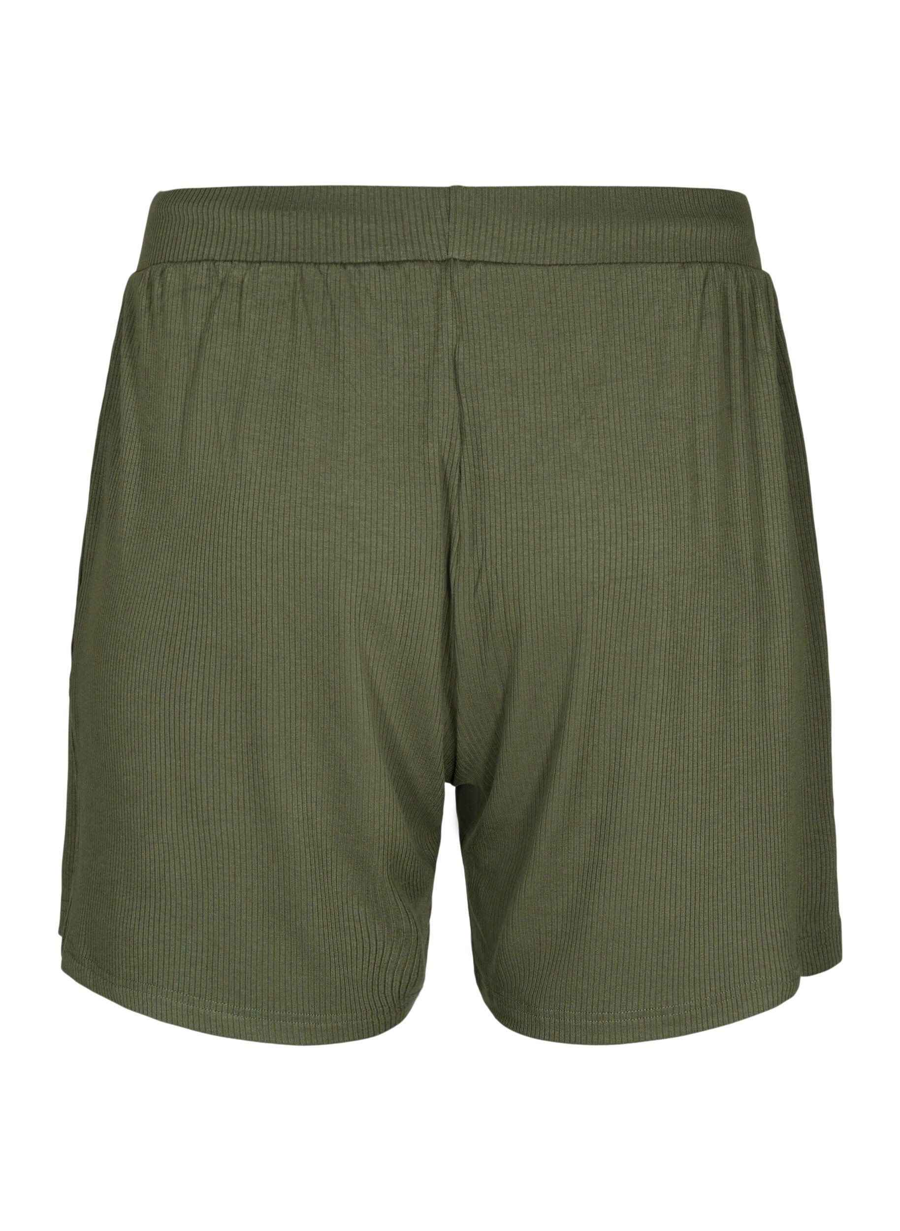 Zizzi Lockere Shorts aus Viskose mit Ripp, Thyme, Packshot image number 1