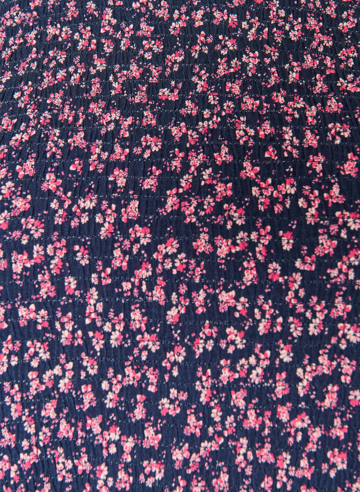 Robe avec haut smock&eacute; et imprim&eacute; &agrave; petites fleurs, Bleu, Packshot image number 2