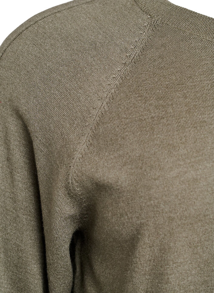 Blouse en maille avec couture centrale et manches raglan, Vert Kaki, Packshot image number 3