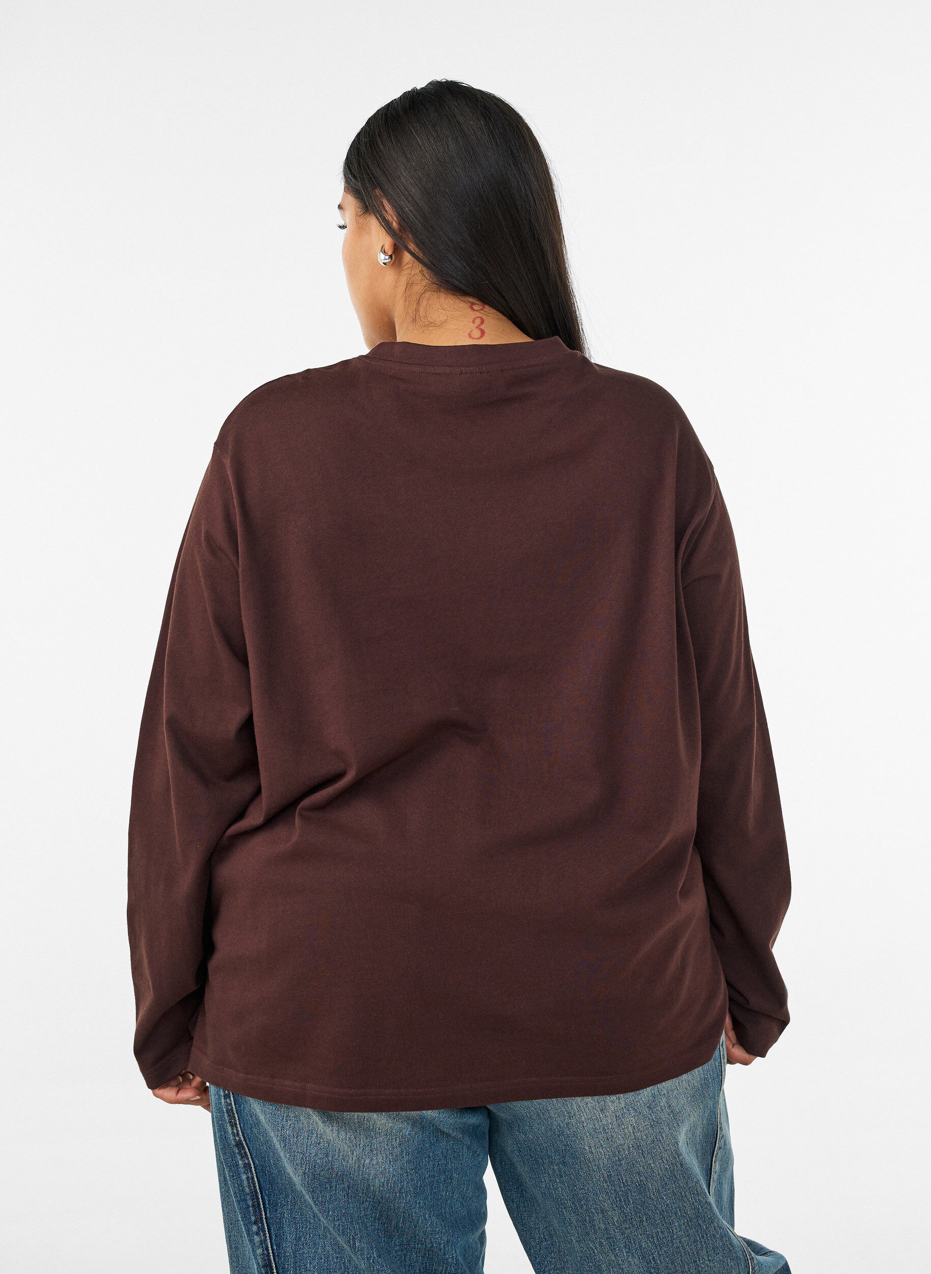 ZizziBasic T-Shirt mit langen &Auml;rmeln, Braun, Model image number 2