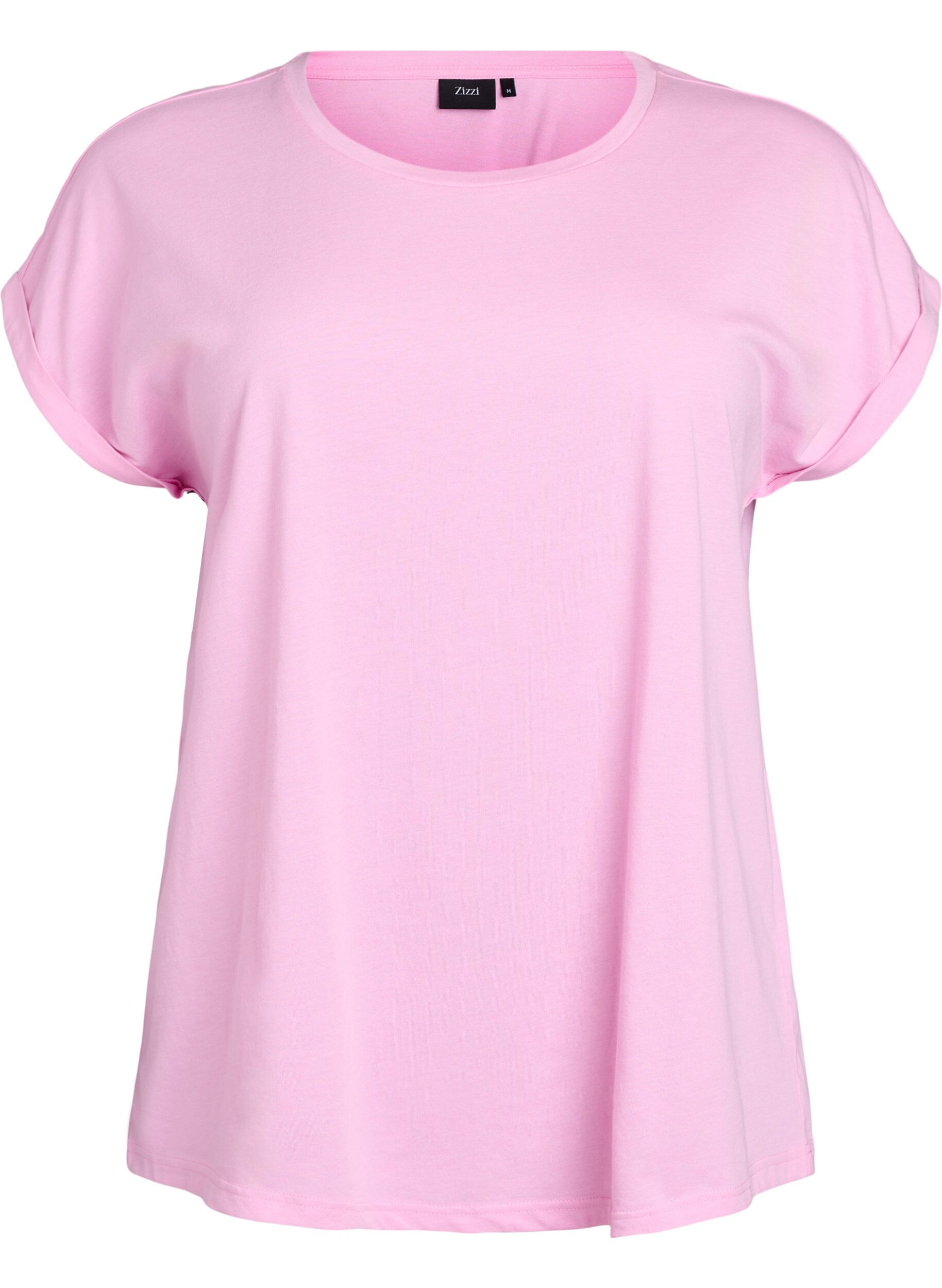 Zizzi Kurz&auml;rmeliges T-Shirt aus Baumwollmischgewebe, Pink, Packshot image number 0