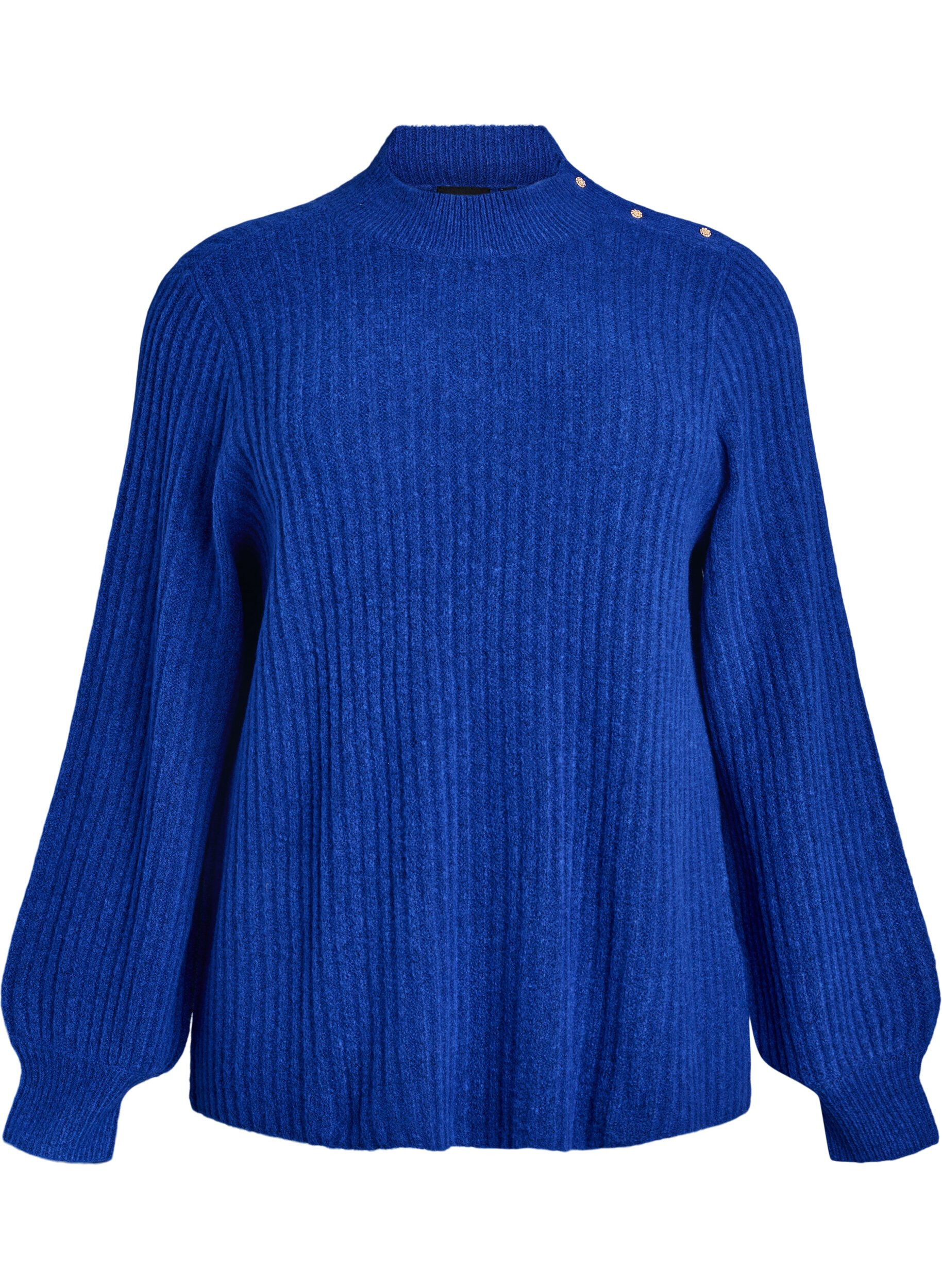 Pull c&ocirc;tel&eacute; &agrave; manches bouffantes et boutons