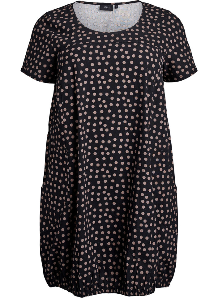 Robe en coton &agrave; manches courtes avec imprim&eacute;, Marron, Packshot image number 0
