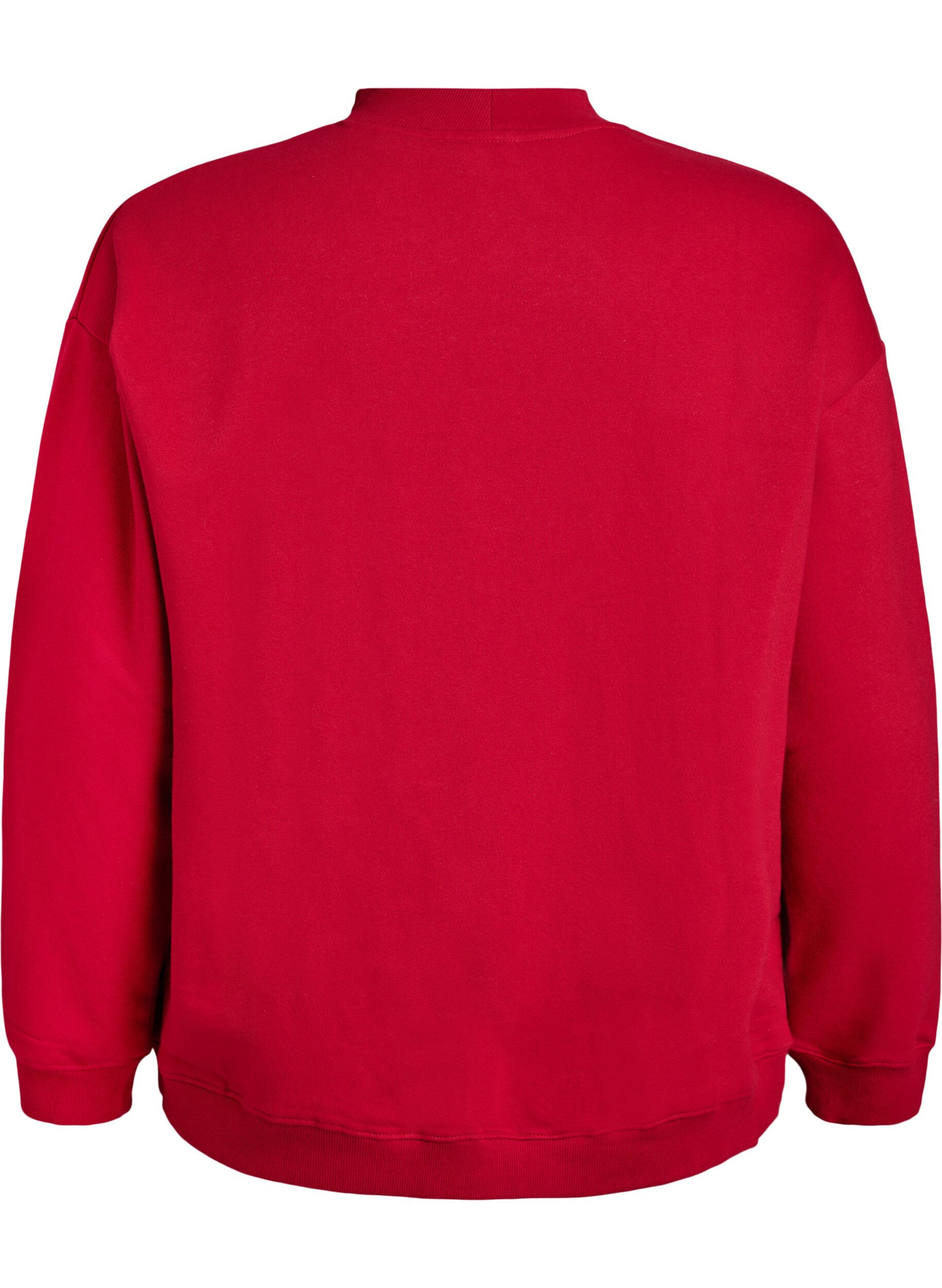 Zizzi Sweatshirt mit hohem Kragen und langen &Auml;rmeln, Rot, Packshot image number 1